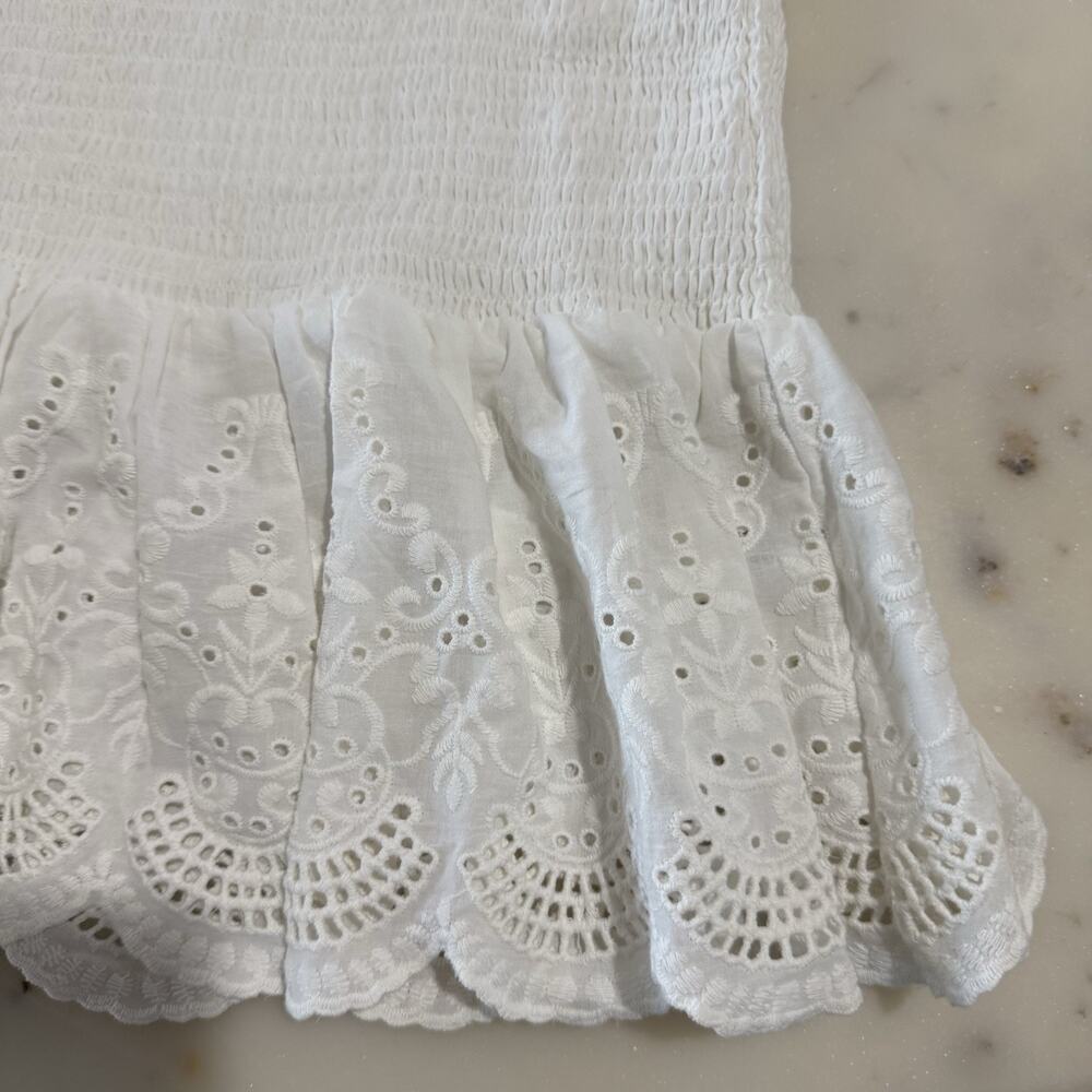 White Eyelet Smocked Ruffle-Strap - Picture 10 of 10